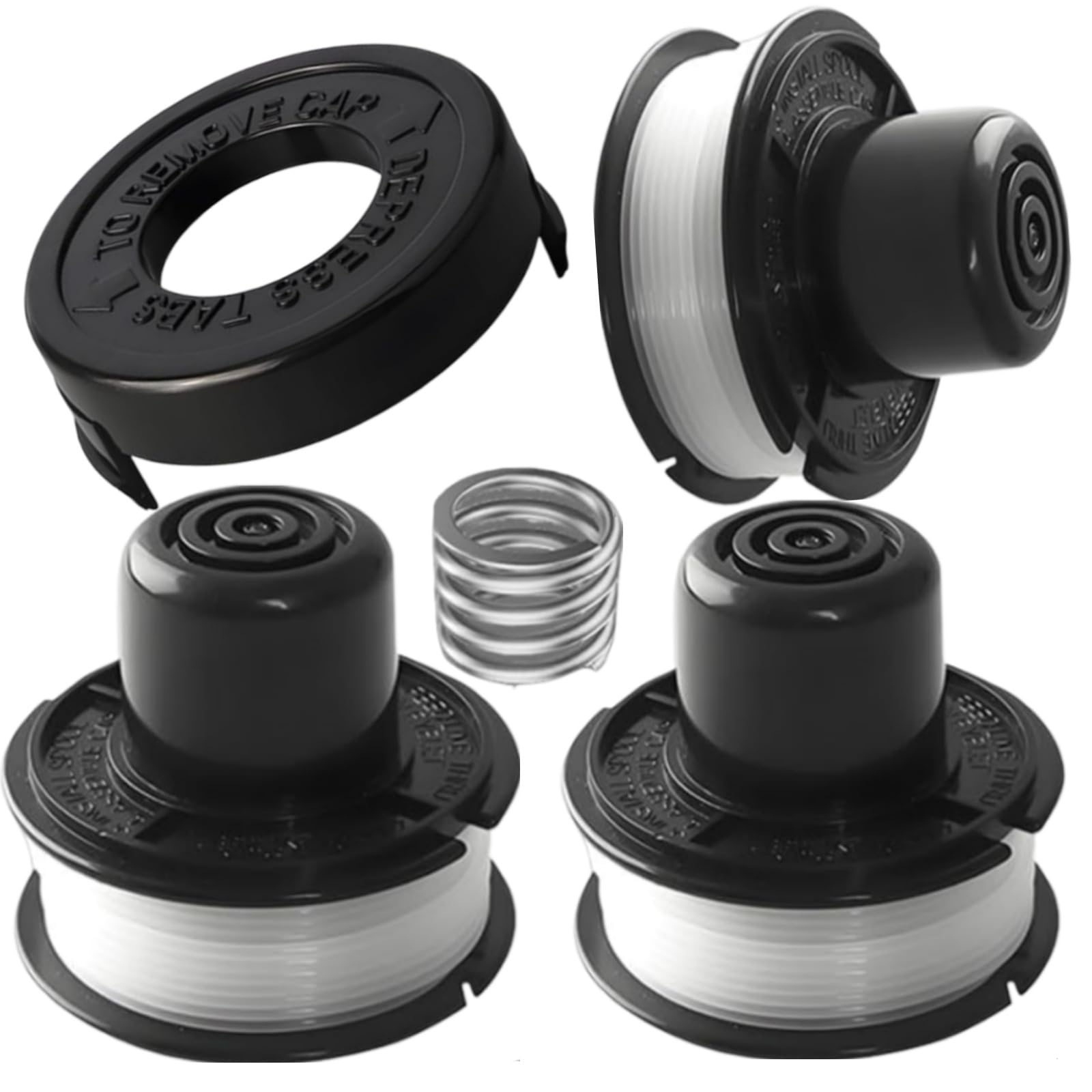 Strimmer Spool Line and Cover Compatible with Black and Decker GL250/GL310/GL360, Autofeed Spool Wire 1.6mm × 6m (Including 3 Spool 1 Cover and 1 Spring)