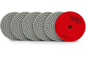 BGTEC 4 Inch Wet Diamond Polishing Pads Set,6 Pieces Pads Kit Grit 400 for Granite Marble Stone Quartz Tiles