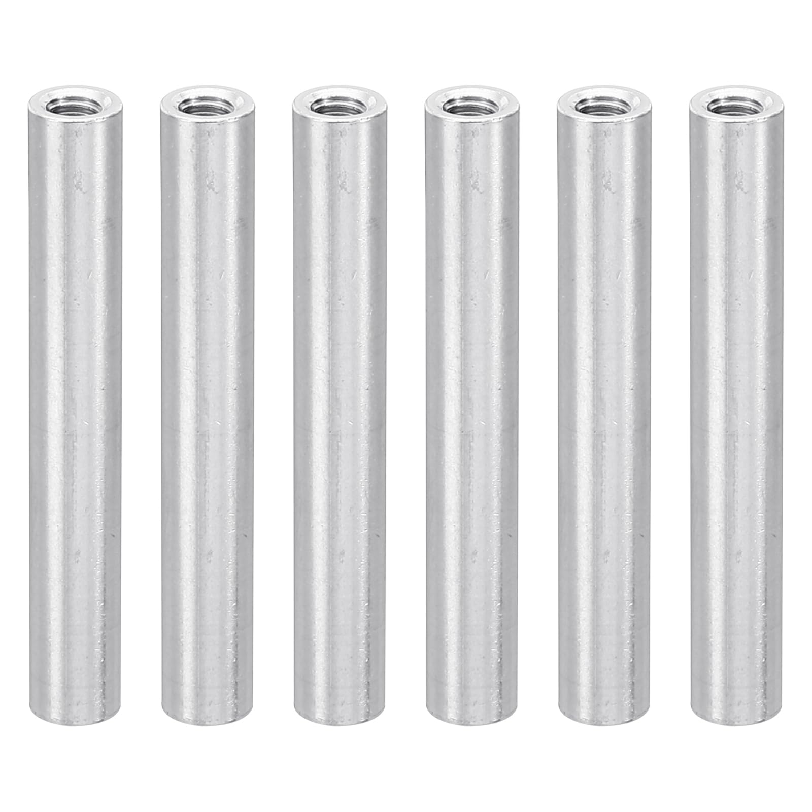PATIKIL 12pcs M3 Metal Threaded Standoff Spacer Nuts, Round Aluminum Spacers Female Coupling Screws, 1/8" ID x 3/16" OD, Silver 3x5x35mm — image 1