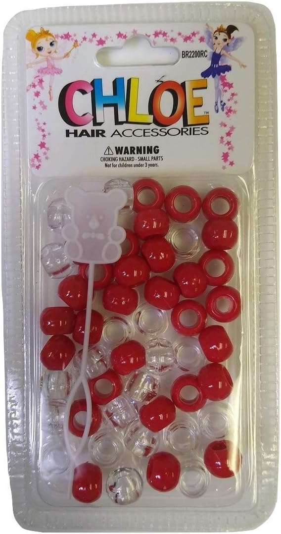 Chloe Hair Beads Round Shape (Red Crystal)