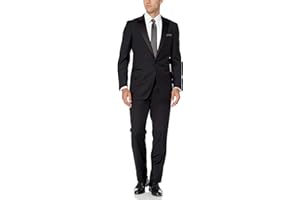ADAM BAKER Men's Regular Fit 100% Wool 1-Button Peak Lapel Two-Piece Tuxedo Suit
