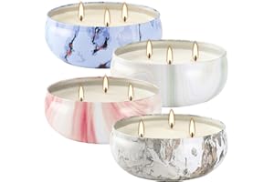 CAKETYCG 30-Hour Citronella Candle Set – 4 x 12oz Soy Wax Candles for Indoor Outdoor Use,3 Wicks Ideal for Home Patio, Balcony BBQs, and Summer Camping