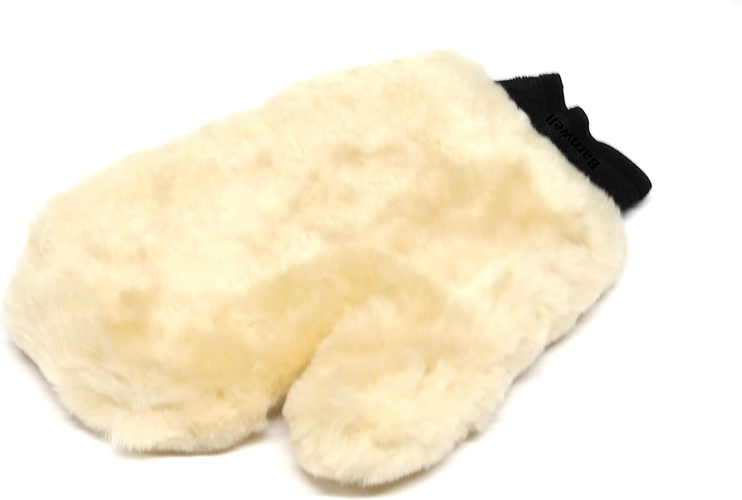 Barnwell Deep Pile Lambs Wool Wash Mitt with Thumb Sheepskin for Car