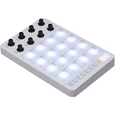MIDI Pad Controller, Portable SMC PAD Bluetooth MIDI Controller with 16 RGB Backlit Pads, 8 Assignable Knobs, Note Repeat, Full Level Buttons, 3.5mm MIDI Output