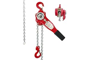 SENOTOYAR Lever Chain Hoist 1700LBS Capacity 10FT Manual Ratchet Chain Puller Hoist with 2 Hooks for Open-Air and Unpowered Operations (1700Lbs*10Ft/0.75T*3M)