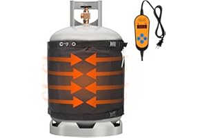 BIGMETA Propane Tank Heater Blanket, Gas LP Cylinder Heater with Temperature Controller Adjustment 68-113 °F, Super Fixed Outdoor Propane Tank Warmer Blanket for 10, 20, 30 & 40lb Gas Tanks