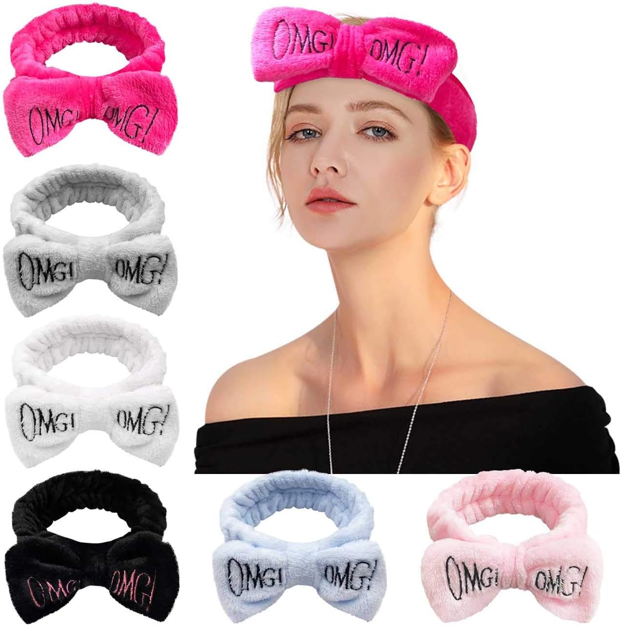 GABraden OMG! Mega Hair Band Letter Coral Fleece Wash Face Bow Coral Fleece Head Wraps For Shower Washing Face Mask