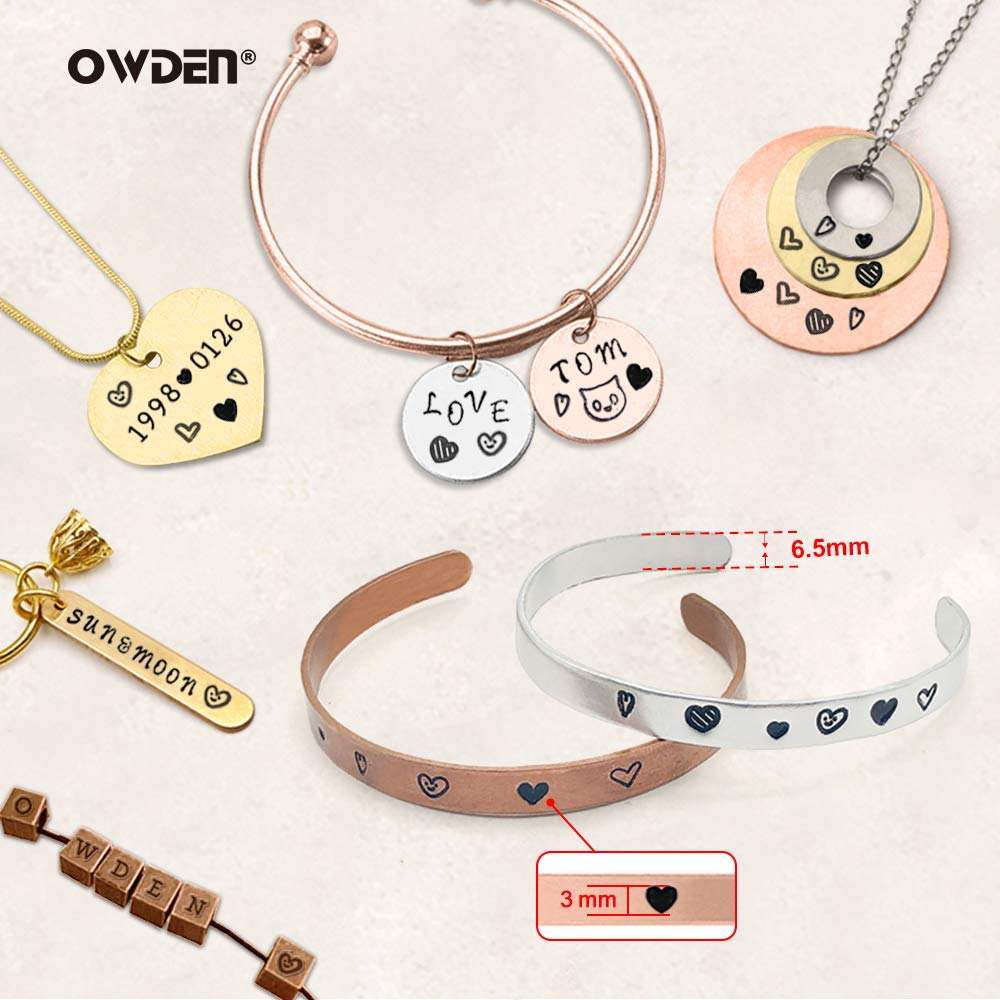 Jewelry Metal Stamps Set,6pcs Heart (Love) Metal Design Stamps，6 Styles Steel Stamp Heart Punch,Metal Love stmaps for Jewelry Working,Metal Blank Bangle Stamps