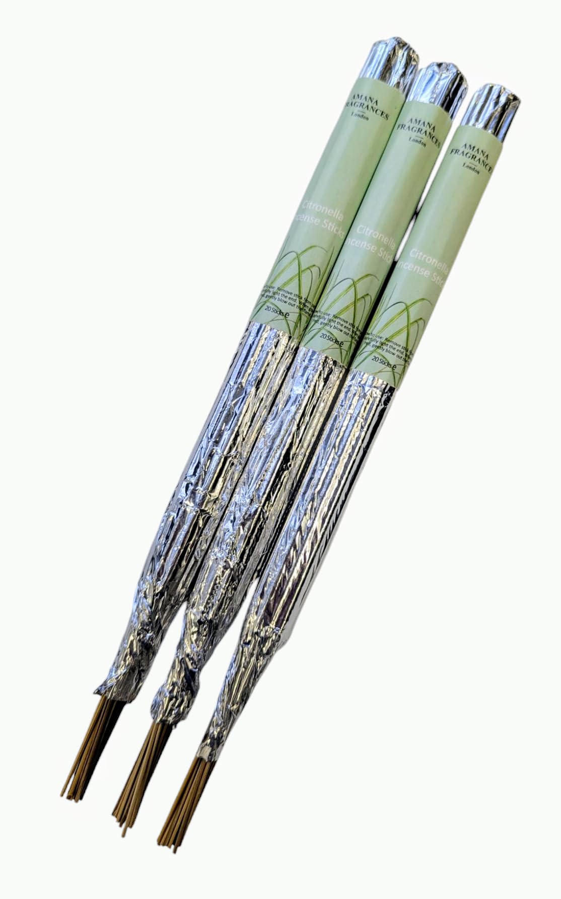 60 Citronella Long Burning Incense Sticks, Made with Pure Natural Citronella Essential Oil