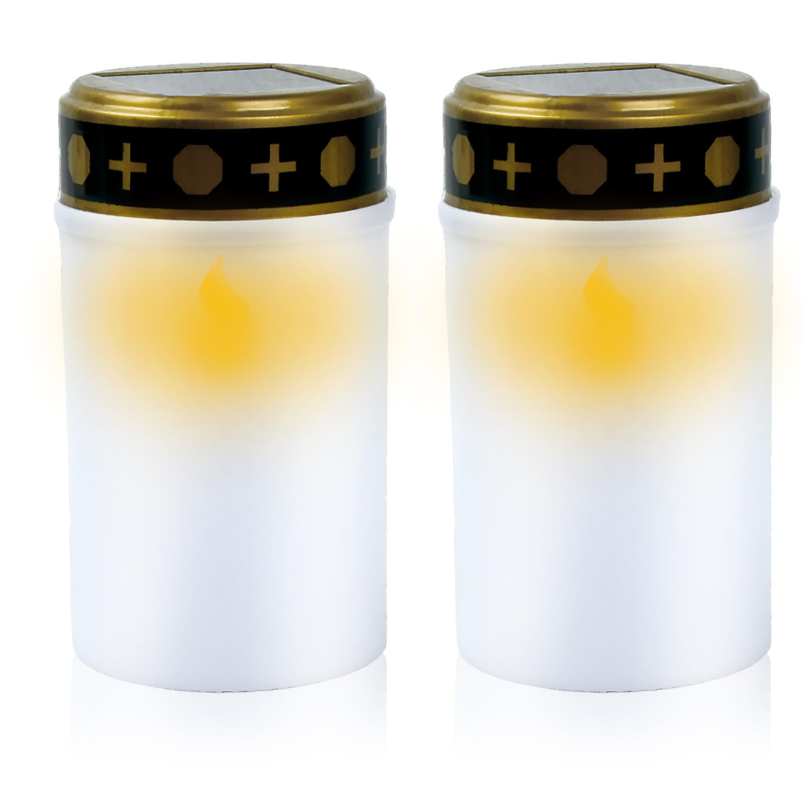 Litinliv 2pcs Solar LED Grave Lights, Flameless Memorial Candle with Light Sensor, Waterproof, Outdoor Use