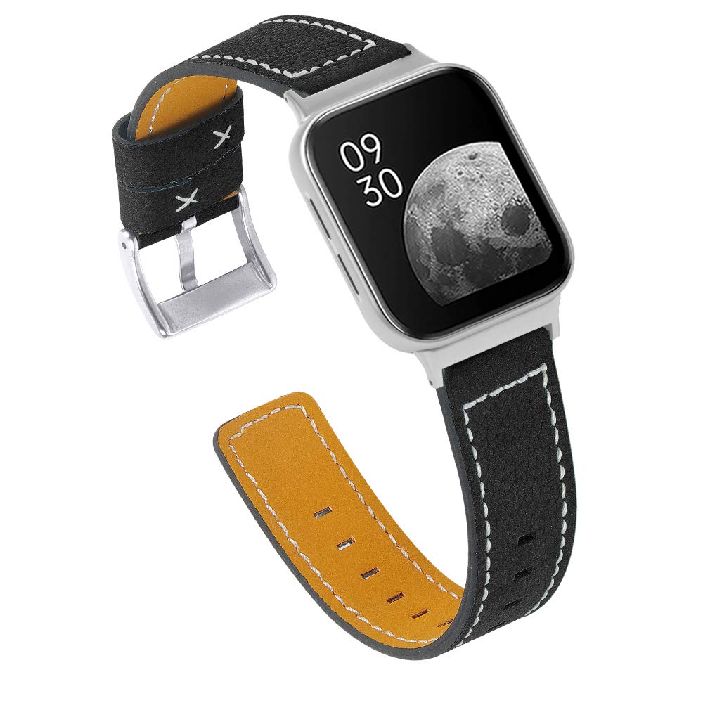 Chofit Straps Compatible with Oppo Watch 41mm 46mm Strap, Soft Replacement Leather Band Wristband Replacement Watch Accessories for Oppo Watch 41mm/46mm Smartwatch Women Men (22mm, Black)