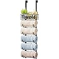 HapiRm 6-Tier Over The Door Towel Racks for Bathroom - Wall Mount Towel Holder with Metal Shelf Basket - Rolled Towel Storage Door Hanging Bath Towel Organizer for Small Bathroom, Camper, Rv - Black