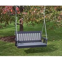 4FT-DARK GRAY-POLY LUMBER Mission Porch Swing Heavy Duty EVERLASTING PolyTuf HDPE - MADE IN USA - AMISH CRAFTED