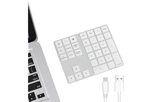Bluetooth Numeric Keypad with Multiple Shortcuts 34-Keys Number Pad Wireless Portable Slim Number Pad for iPad/Mac/Laptop/PC 