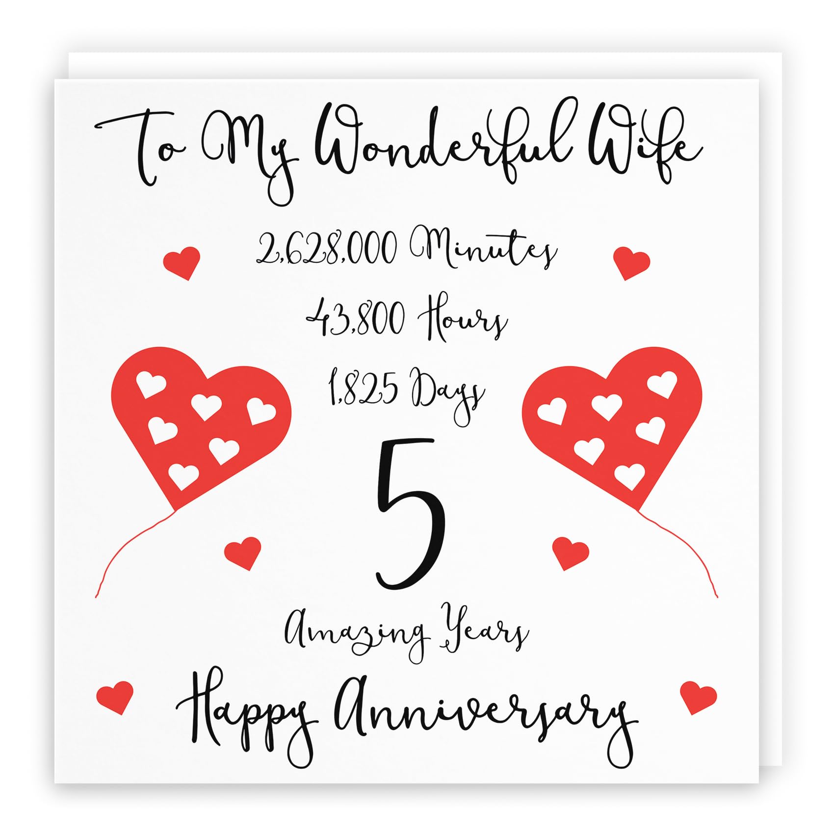Hunts England - Romantic Wife 5th Wedding Anniversary Card - To My Wonderful Wife - 5 Amazing Years - Timeless Collection - Cute Fun Card — image 1