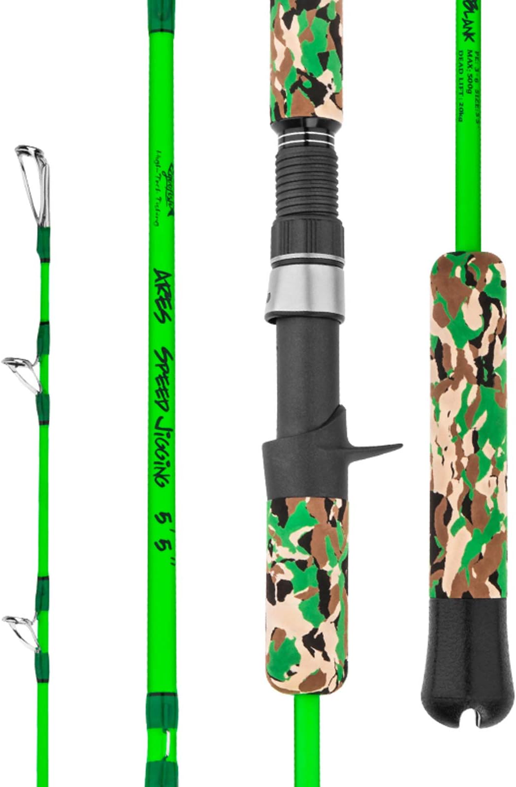 GOOFISH Solid Nano Tech Blank Vertical Deep Sea Speed Jigging Rod 5'5"(168cm) Size PE 3-6 Max Jig 500g Saltwater Boat Trolling Rod with Fuji