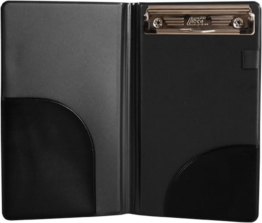 Risch WPHDX-Clip Wait Staff Pad Holder Deluxe with Pen Loop/Clip/Pockets on Inside Bottom Left and Right, 5" x 9", 5.5" Width, 0.75" Height, 9.25" Length, Black (Pack of 12)