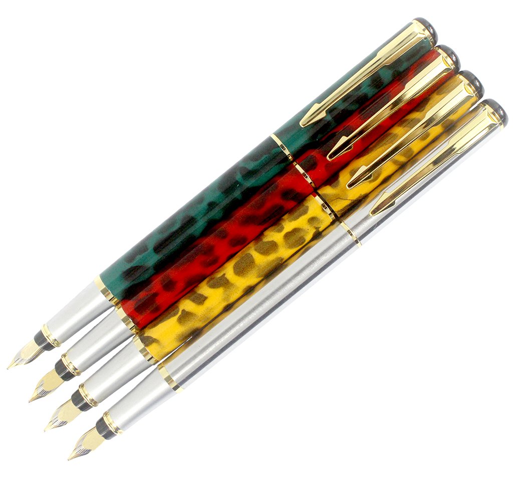 Sipliv 4PCS Slim Fountain Pen with Gold Trim in 4 Colors