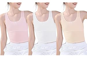 Happy Cherry Training Bras for Girls with Lightly Pads Teen Cotton Camisoles Undershirts Kids Crop Tank Tops Size 7-12 Years