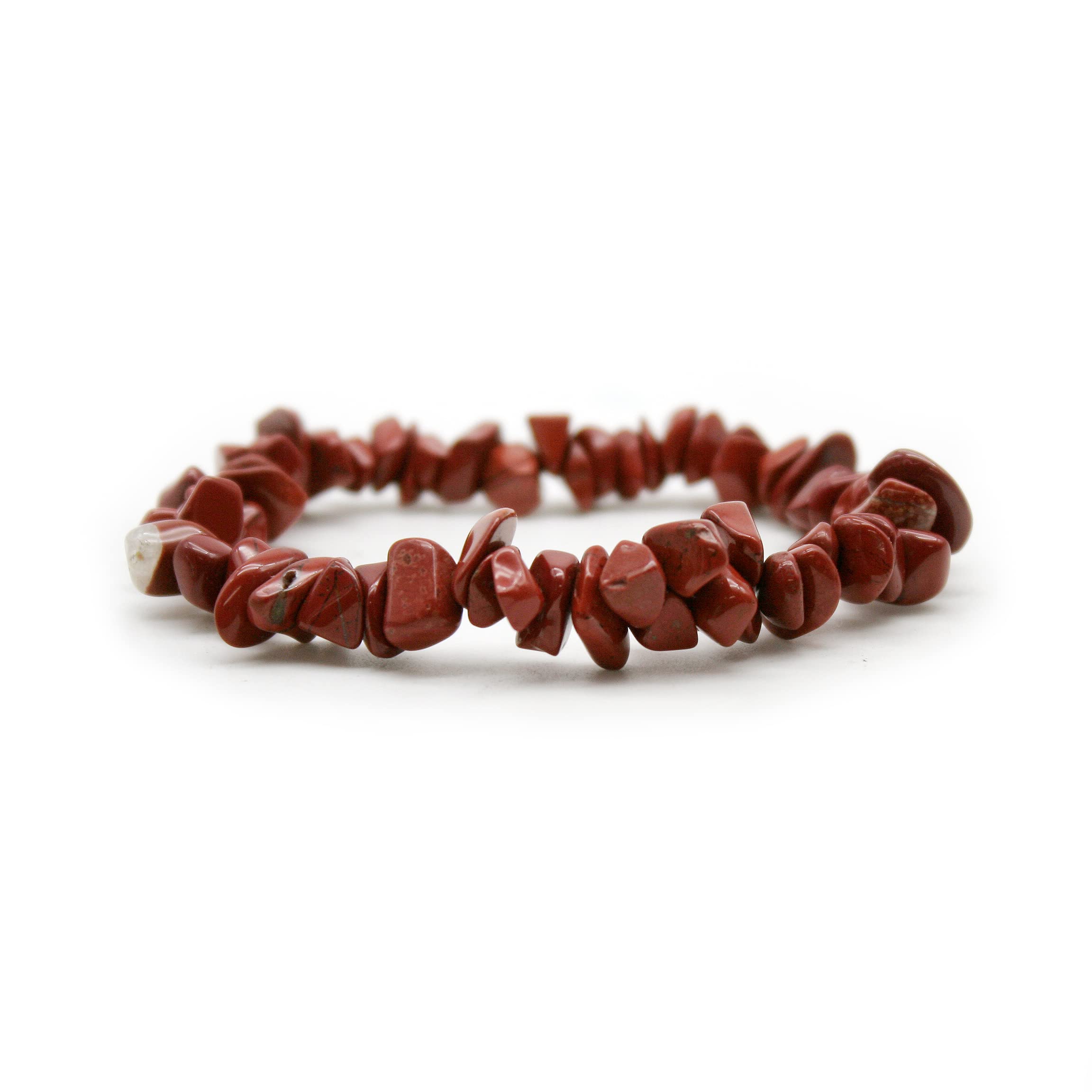 DOJA Barcelona | Natural Stone Red Jasper Chip Bracelet | Pack 2 | Elastic Bracelet of Natural Minerals, Energy Stones, Healing Crystals | Healing Bracelet for Men or Women