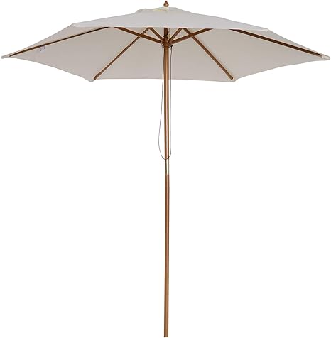 outsunny sombrilla parasol para terraza playa jardin piscina patio camping color crema poliester madera 250x225 cm