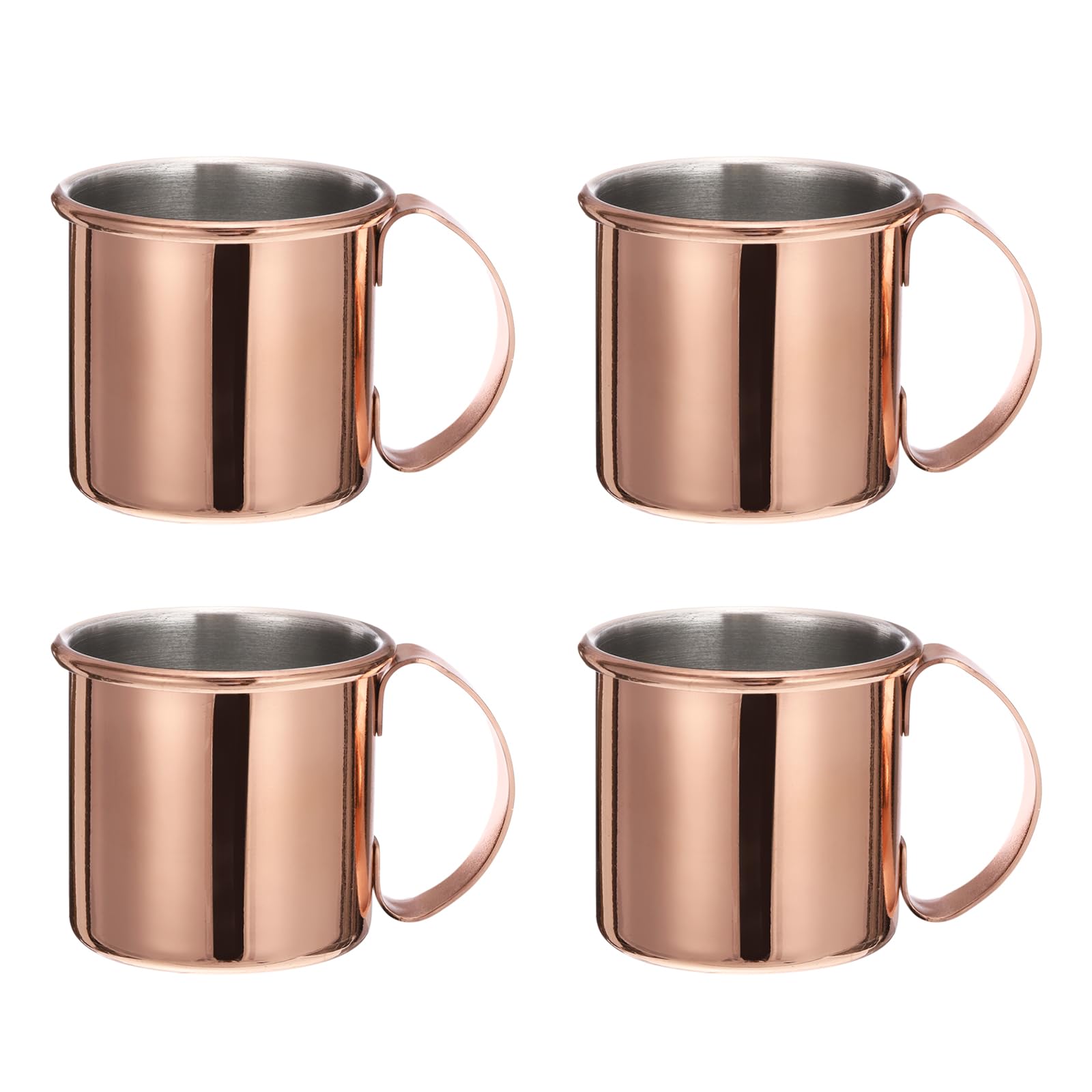 Uxcell Mini Copper Mugs 60ml/2 OZ 4Pcs Pure Copper Plated Stainless Steel Shot Glass, Cocktail Drinking Mugs for Party Drinking and Gift, Rose Gold