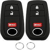 QBUC 2pcs for Toyota Key Fob Cover, 3 Button Silicone Rubber Key Protection | for Toyota 2025 2026 Tacoma Prius Corolla Cross Key Fob Case Car Accessoriess (Black-Black)