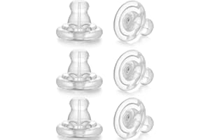 FORMULEN Silicone Earring Backs, 6pcs 18K Gold Replacements, Locking for Studs/Droopy Heavy Earrings, Hypoallergenic Soft Clear for Women Men Silver