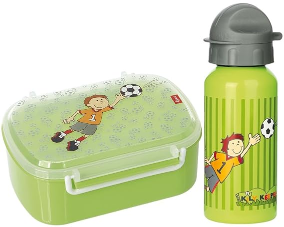 Sigikid Brotdose 24781 und Trinkflasche Fußball Kily Keeper 24795 Geschenkset für Kindergartenkinder oder ABC Schützen