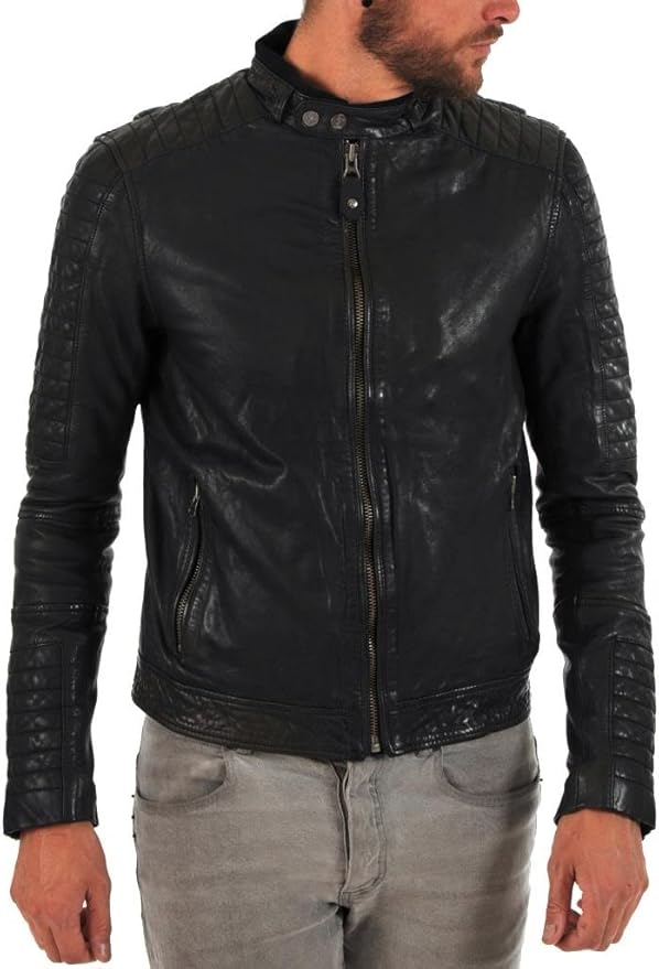 Exemplar Men's Genuine Cowhide Leather Jacket Black KC322 M Amazon.ca