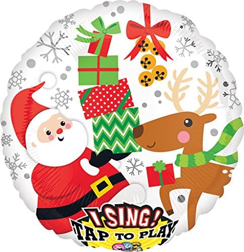28 Inch Santa and Reindeer Sing A Tune Balloon - 5 Pieces