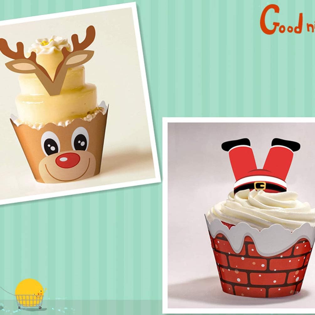 Stobok 48pcs Christmas Cupcake Liners Cake Toppers Cake Picks Set Christmas Party Decorations Supplies Patisserie Ustensiles A Patisserie Napravi Rs