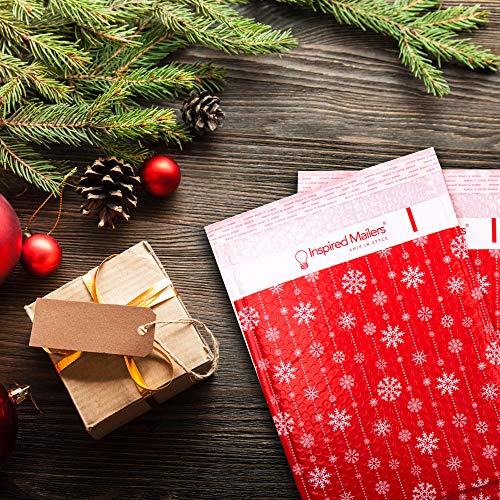 Inspired Mailers - Bubble Mailers 12x15 (Writable Area) - Winter Snowflakes - Choose Between 6x9, 10x13 and 12x15 Sizes - Padded Envelopes (12x15, 25 Pack)