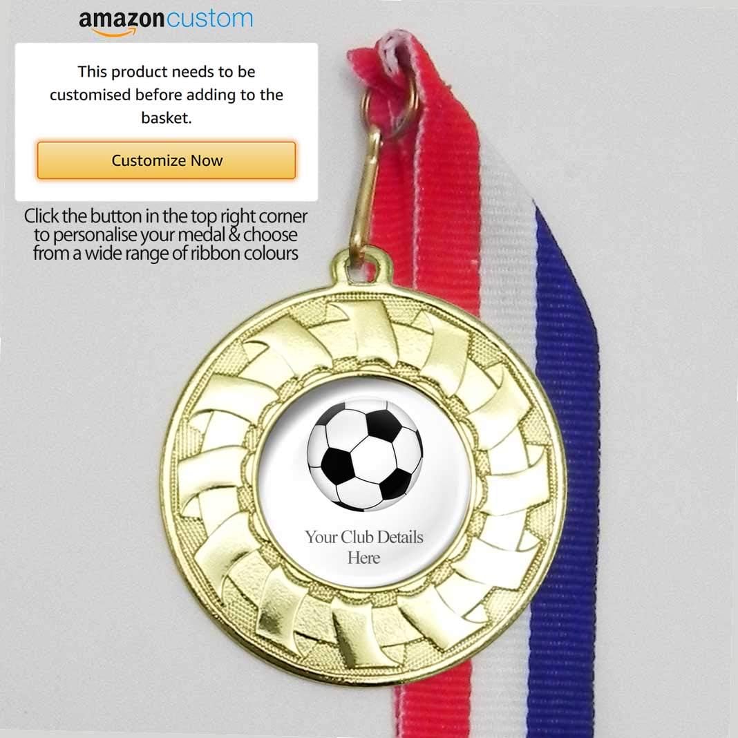 20 x Personalised Football Medals On Ribbons (All Gold) Amazon.co.uk