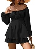 Womens Ruffle Long Sleeve Short Rompers Sexy