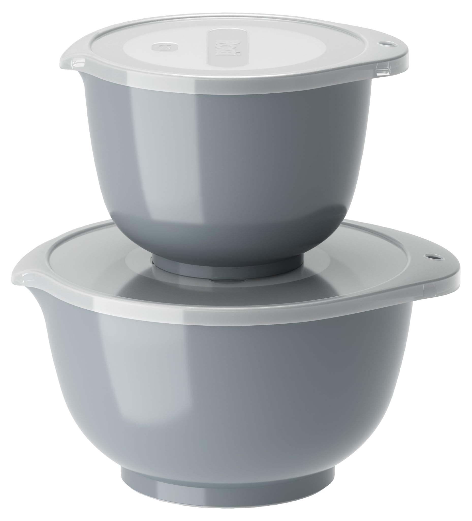Rosti Margrethe Bowl Set, Mixing Bowl Set, 4-Piece with 2 Mixing Bowls and 2 Lids, Dough Bowl Made of Recyclable Plastic, 1.5 Litres and 3 Litres, Dusty Blue