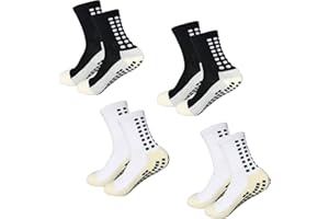 Yufree 4 Pairs Mens Grip Soccer Socks Non Slip Grippy Women Socks for Football Basketball Sports