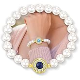 LOVANS Pearl Bracelets for Women 925 Sterling Silver Charm Pearl Stretch Bracelet