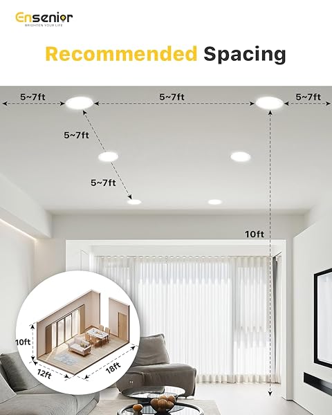ENSENIOR 24 PACK 6 INCH LED RECESSED CEILING LIGHT, DIMMABLE, 2700K-5000K 5CCT, 1200LM 12W 120V, HIGH BRIGHTNESS CANLESS WAFER DOWNLIGHT – ETL&FCC&IC