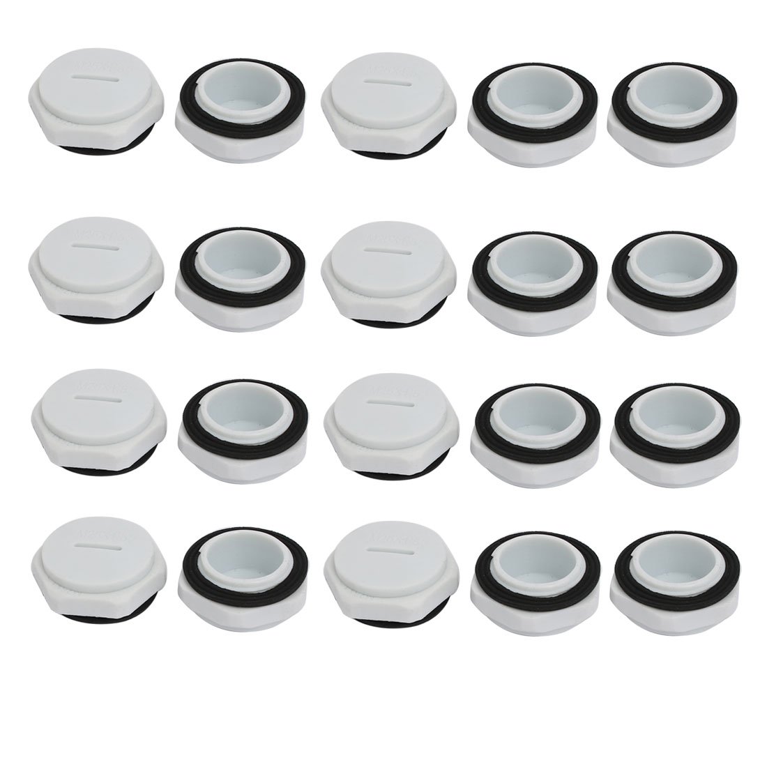 Sourcingmap M25 Nylon Male Threaded Cable Gland Screw End Cap Cover Gray 20pcs