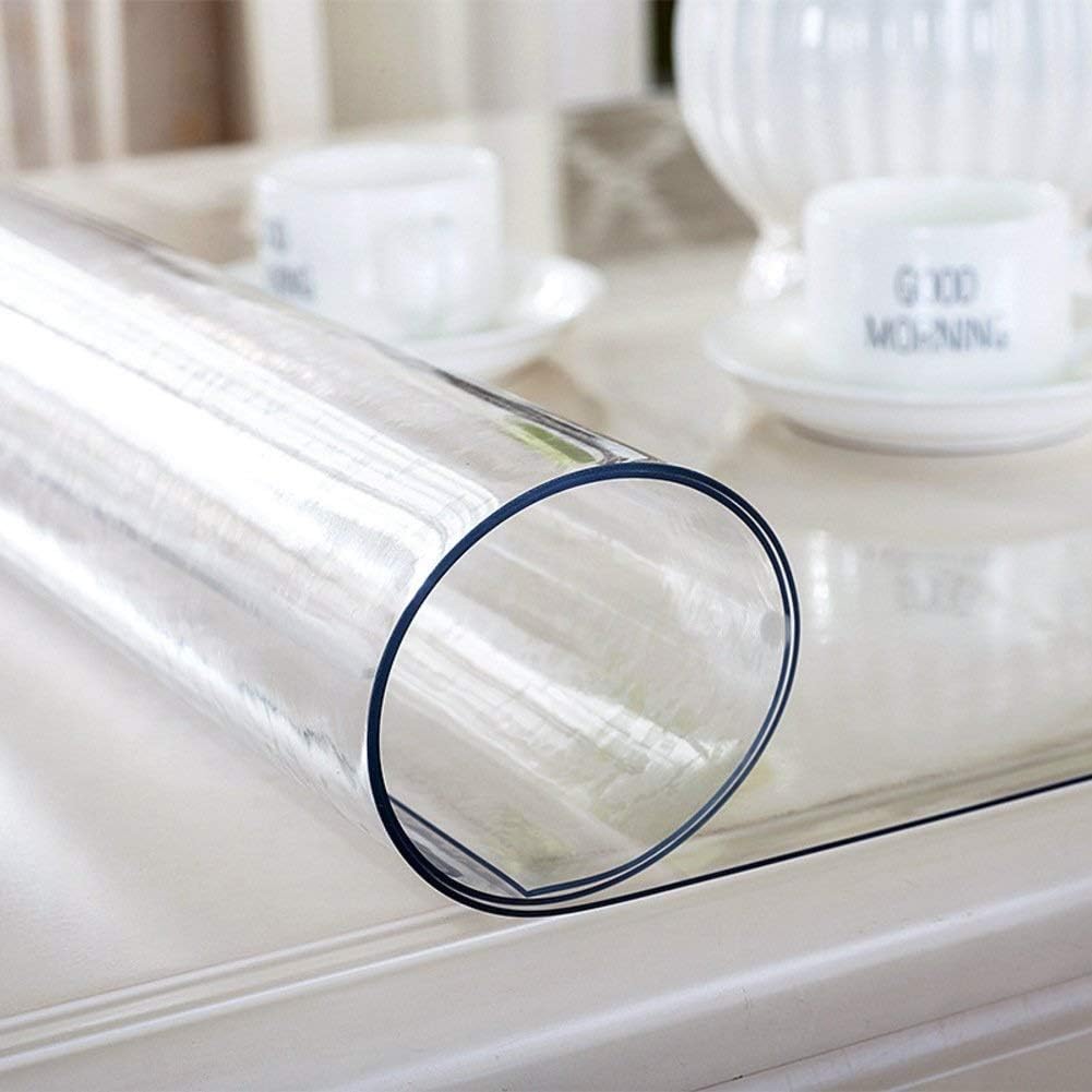 Rinalay Anti Hot Tablecloths Waterproof Table Cover Pvc Table Cloth Glass Clear Crystal Dish Transparent Placemats For Home Kitchen 60X120Cm (24X47Inch) 1Mm A (Color : G, Size : 80X130Cm)