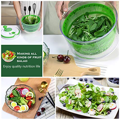 Salad Spinner, Hootech Large Vegetable Washer Dryer with Bowl, Lettuce Washer with Vegetable Chopper, Onion Slicer Food Dicer - 5L