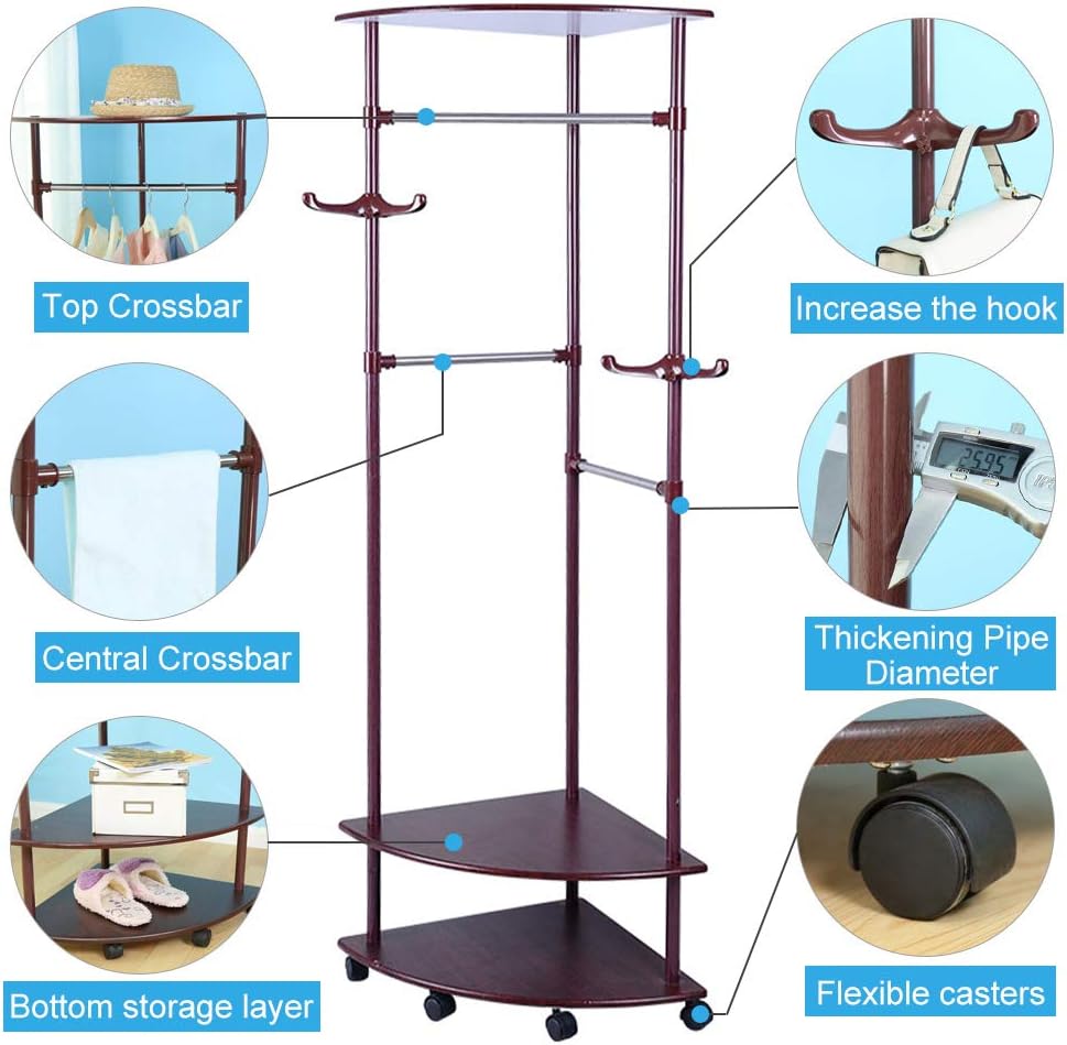 Muebles Bolsas Hershii Sombreros Perchero y Barra de Ropa en Ruedas