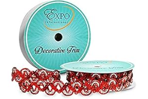 Expo International Karmen Sequin Metallic Braid Spool | Red/Silver | (3 Yard Cut) Trim, 3 yd