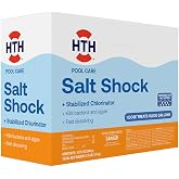 HTH 52047, Swimming Pool Care Salt Shock, 5x12oz Packets | Stabilized Chlorinator; 1 dose Treats 10000 gallons; Concentrated Formula to Remove Contaminants