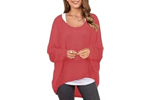 ZANZEA Women's Off The Shoulder Batwing Tops Casual Loose Oversized Tshirts Long Sleeve Fall Pullover Sweater Tops
