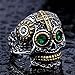 INRENG Men's Stainless Steel Silver Gold Gothic Cross Skull Ring Green Eye Vintage Flower Carved Halloween Size 9