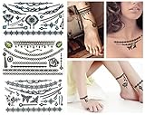 Value Plus 3-sheet Sexy Jewelries Feather & Stars Fashion Temporary Tattoos (Blue & Green Jewelries)