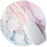 ITNRSIIET Cute Round Mouse Pad, Small 7.9in Desk Mouse Mat, Pink Marble | travel, laptop, office, home, dorm, school, gaming, non slip rubber base, stitched edge, washable, 20cm diameter