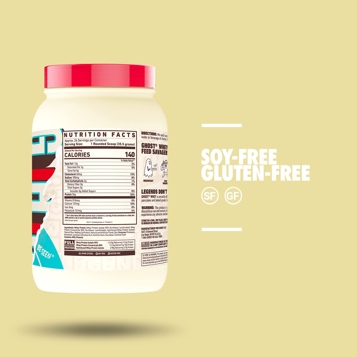 Mua GHOST Whey Protein Powder, Peanut Butter Cereal Milk 2LB Tub, 26G